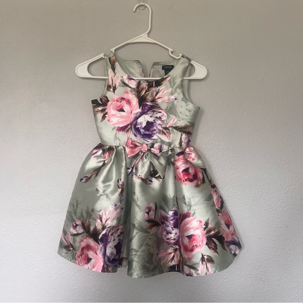 Zunie Floral Kids Dress in Pink and Purple